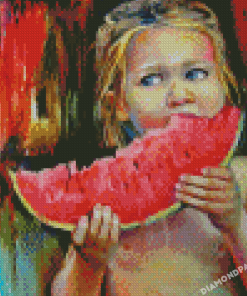 Girl With Watermelon Diamond Paintings