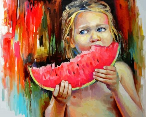 Girl With Watermelon Diamond Paintings