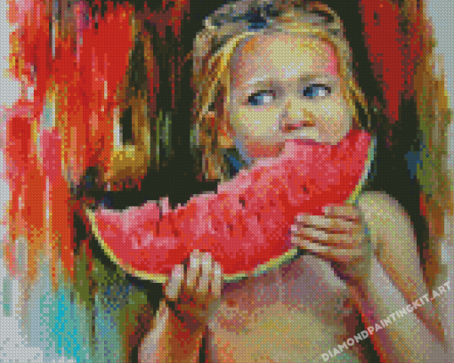 Girl With Watermelon Diamond Paintings