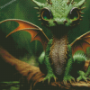 Green Baby Dragon Diamond Paintings