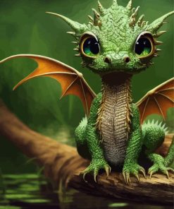 Green Baby Dragon Diamond Paintings