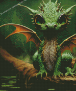 Green Baby Dragon Diamond Paintings