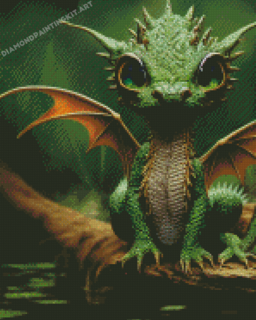 Green Baby Dragon Diamond Paintings