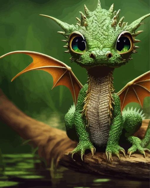 Green Baby Dragon Diamond Paintings