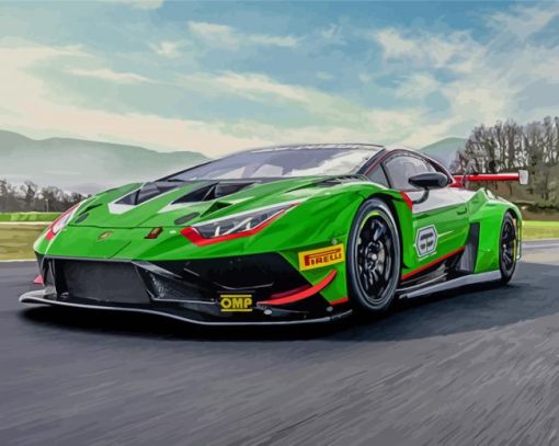 Green Lamborghini Huracan Evo GT Diamond Paintings