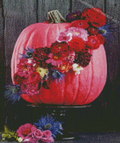 Halloween Pumpkins And Flowers Diamond Paintings