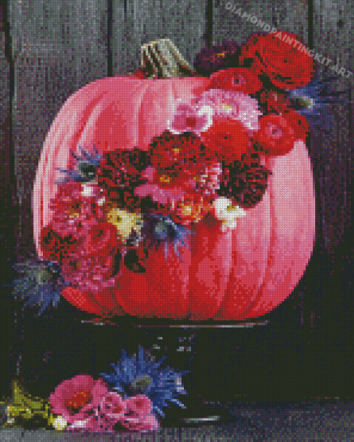 Halloween Pumpkins And Flowers Diamond Paintings