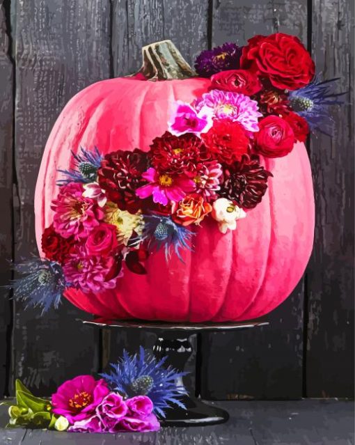 Halloween Pumpkins And Flowers Diamond Paintings