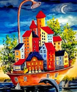 Houses On Water Diamond Paintings