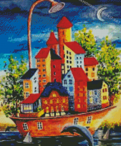 Houses On Water Diamond Paintings