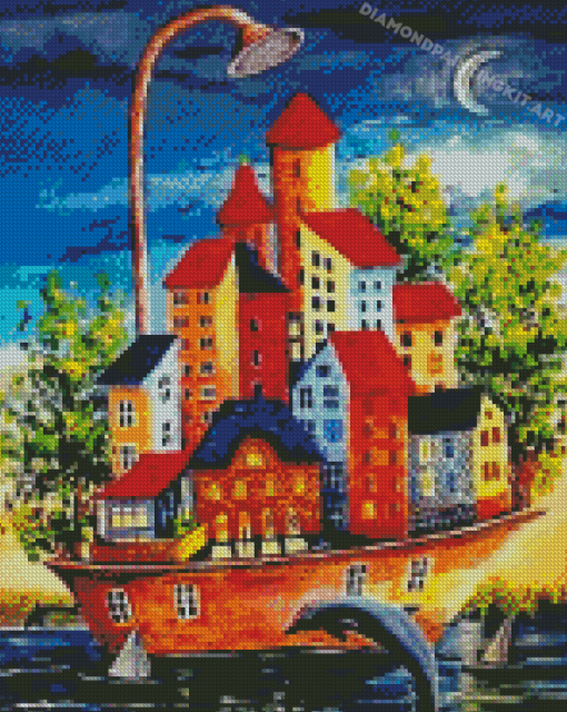 Houses On Water Diamond Paintings