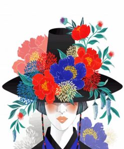 Lady With Floral Hat Art Diamond Paintings