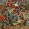 Mouse And Cat Library Diamond Paintings