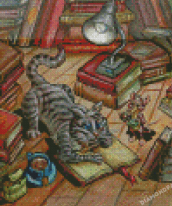 Mouse And Cat Library Diamond Paintings