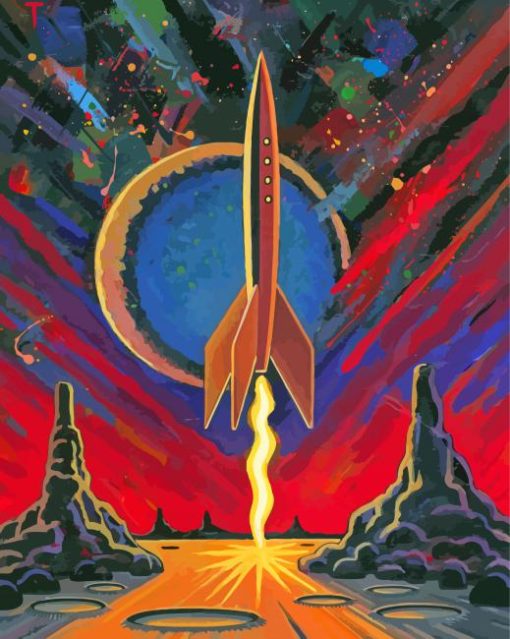 Nasa Rocket Illustration Diamond Paintings