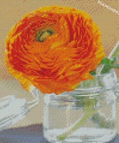 Orange Flowers Mason Jar Diamond Paintings