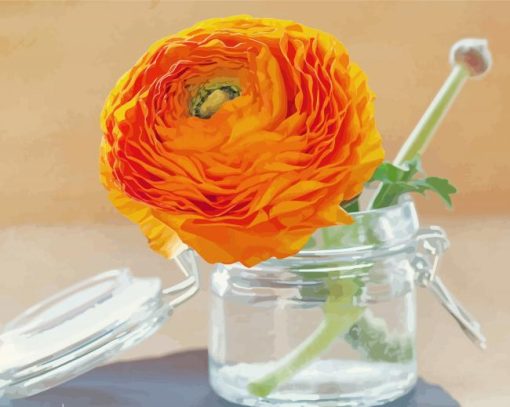 Orange Flowers Mason Jar Diamond Paintings