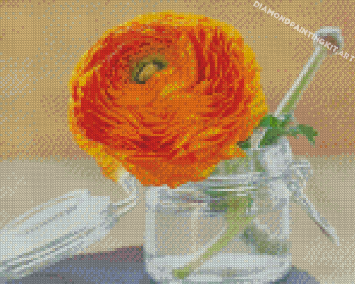 Orange Flowers Mason Jar Diamond Paintings