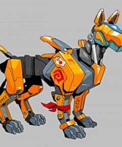 Orange Robot Dog Diamond Paintings