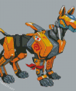 Orange Robot Dog Diamond Paintings