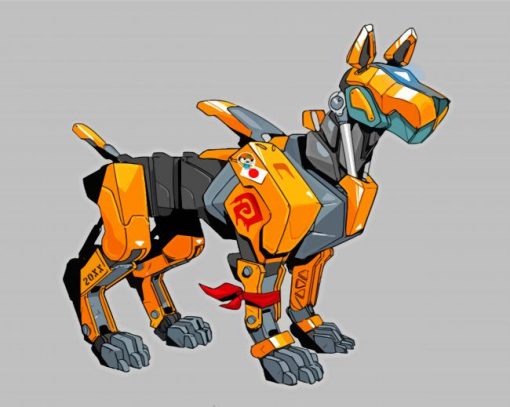 Orange Robot Dog Diamond Paintings