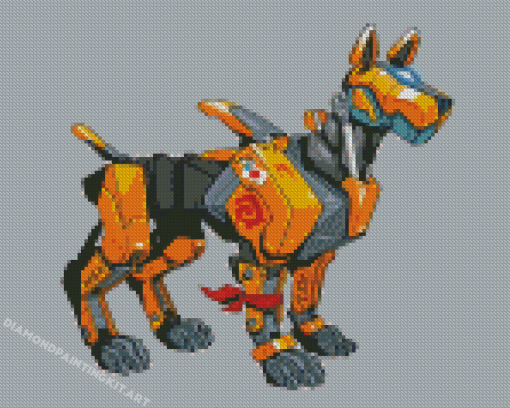 Orange Robot Dog Diamond Paintings