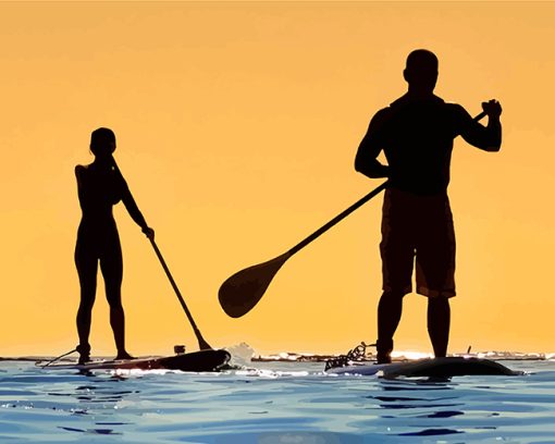 Paddle Boarding Silhouette Diamond Paintings