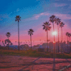 Palm Trees California Pink Sunset Diamond Paintings