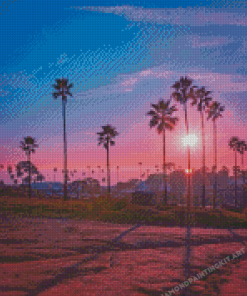 Palm Trees California Pink Sunset Diamond Paintings