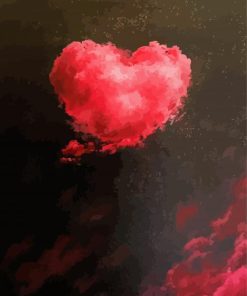 Pink Heart Cloud Diamond Paintings