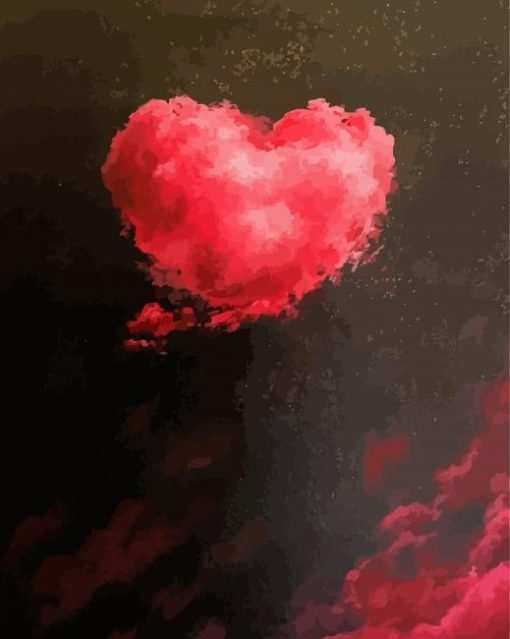 Pink Heart Cloud Diamond Paintings