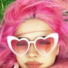 Pink Hair Girl With Heart Glasses Diamond Paintings