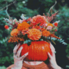 Pumpkins And Flowers Head Diamond Paintings