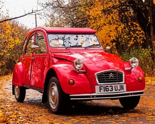 Red Citroen 2cv Diamond Paintings