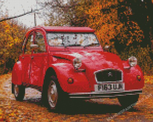 Red Citroen 2cv Diamond Paintings