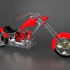 Red Chopper Motorcycle Diamond Paintings