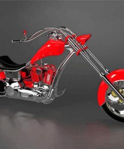 Red Chopper Motorcycle Diamond Paintings