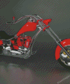 Red Chopper Motorcycle Diamond Paintings