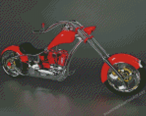 Red Chopper Motorcycle Diamond Paintings