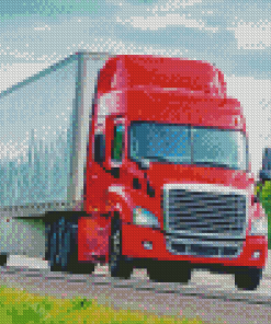 Red Large Truck Diamond Paintings