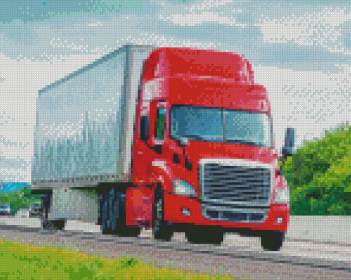 Red Large Truck Diamond Paintings