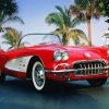 Red Old Convertible Car Diamond Paintings