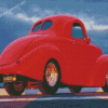 Red Willys Coupe Car Diamond Paintings