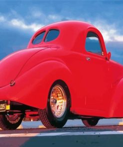 Red Willys Coupe Car Diamond Paintings