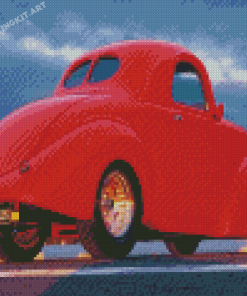 Red Willys Coupe Car Diamond Paintings