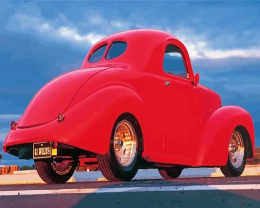 Red Willys Coupe Car Diamond Paintings