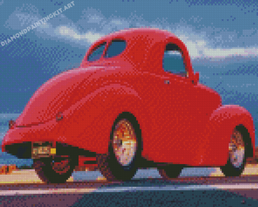 Red Willys Coupe Car Diamond Paintings