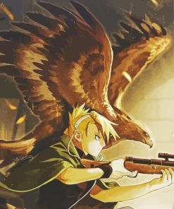 Riza Hawkeye With Bird Art Diamond Paintings