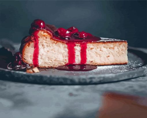 San Sebastian Cheesecake And Cherry Diamond Paintings