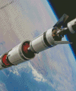 Saturn 5 Rocket In Space Diamond Paintings